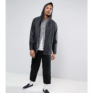 Rains Unisex Black Snap Button Closure Waterproof Windproof Lightweight Signatur